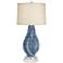 Teresa Teal Ceramic Table Lamp with Round White Marble Riser