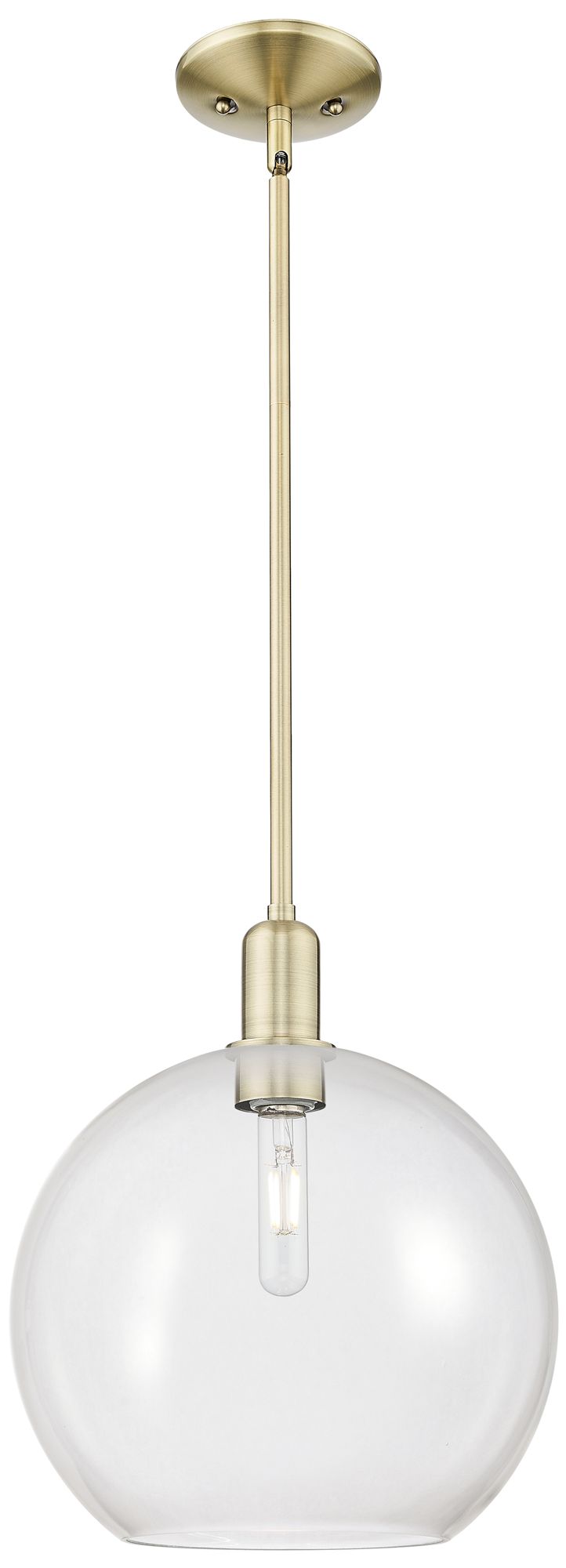 Innovations Lighting Arcadia Athens 12"w Brass Stem Hung Mini Pendant With Clear Shade In Transparent