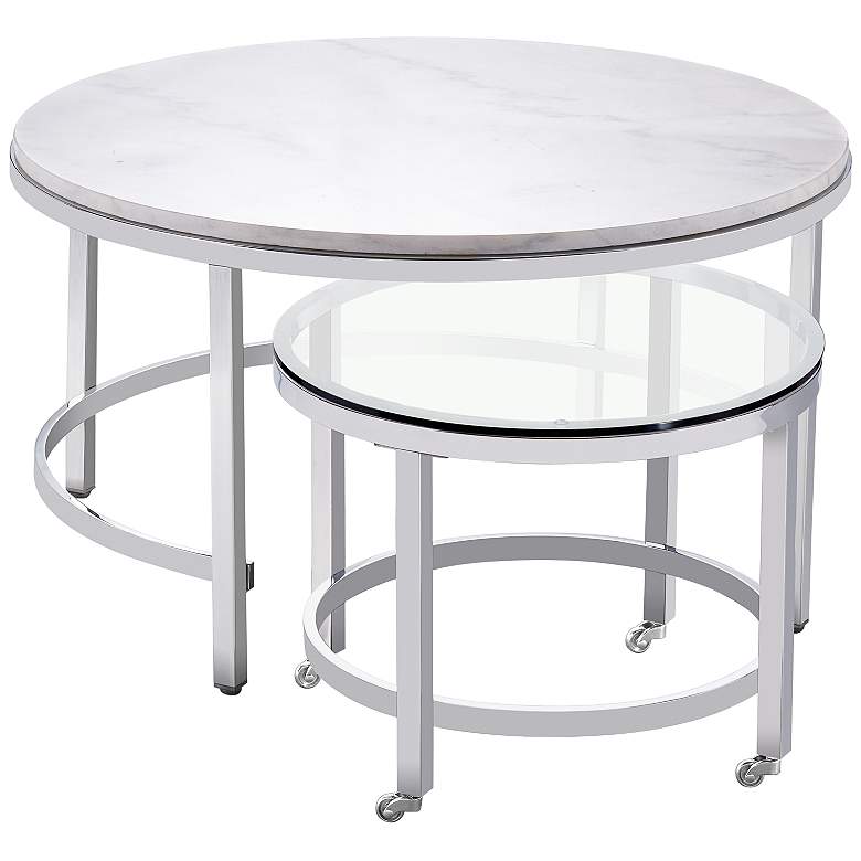 Jadyn 34&quot; Wide Polished Chrome Round Cocktail Table