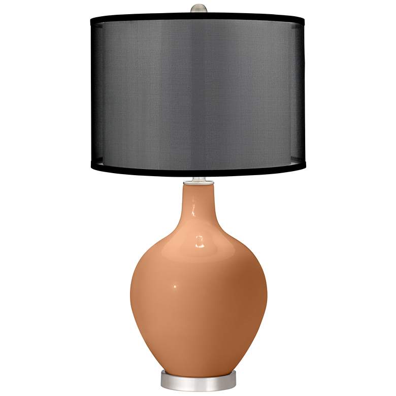 Burnt Almond Ovo Table Lamp with Organza Black Shade