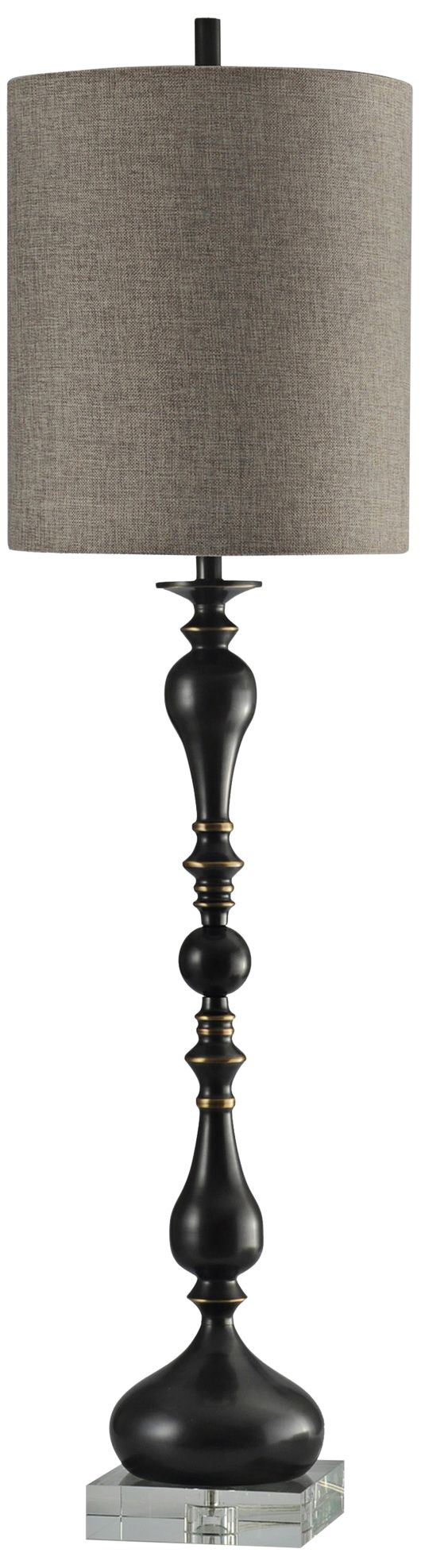 Vanderbilt Black Metal Table Lamp with Crystal Base