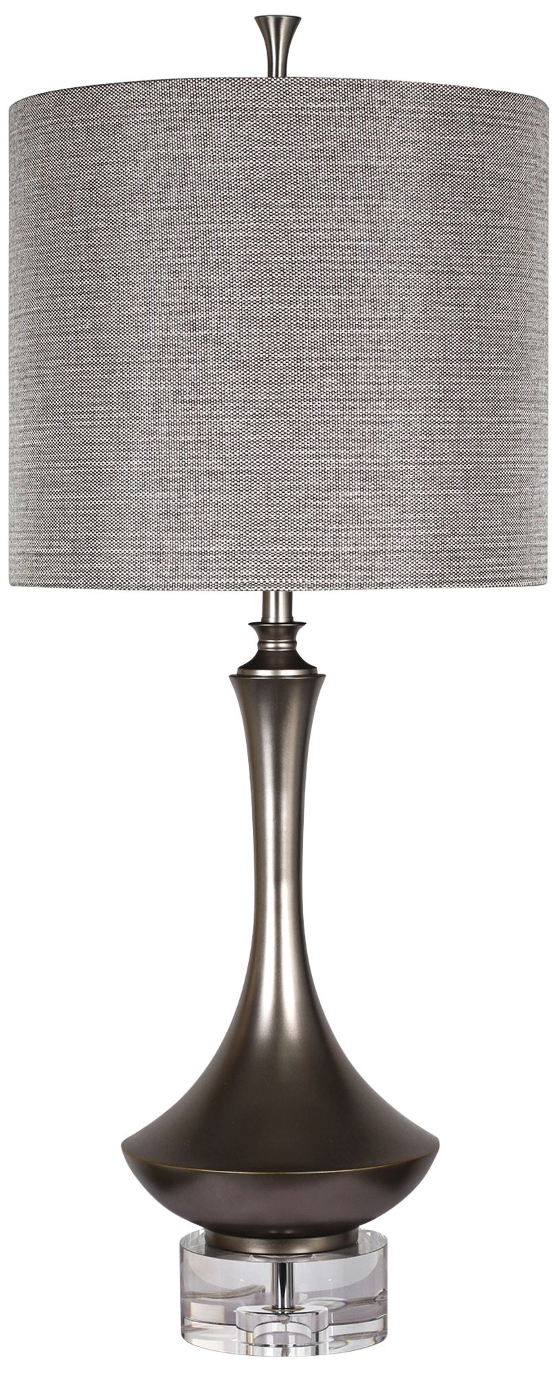 Arlington Charcoal Metal Table Lamp with Crystal Base