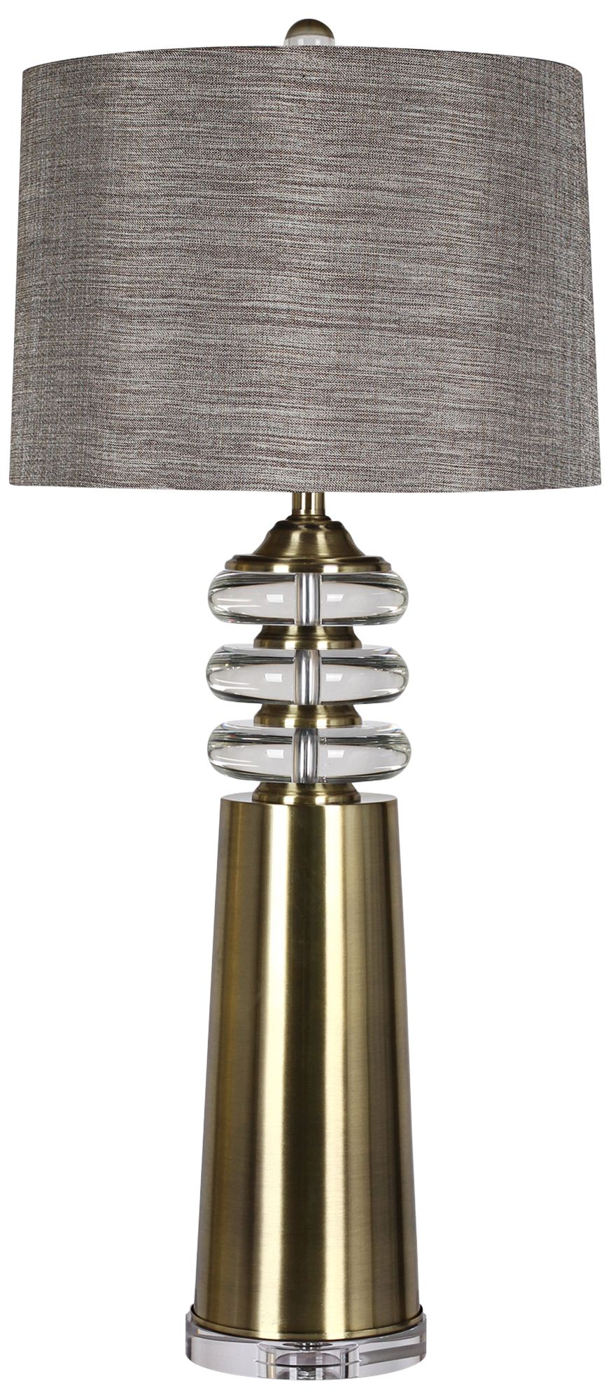 Tinley Brass Table Lamp with Gray Fabric Shade