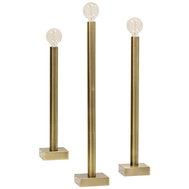 Image 1 Barclay Antique Brass Finish Modern Table Lamps - Set of 3