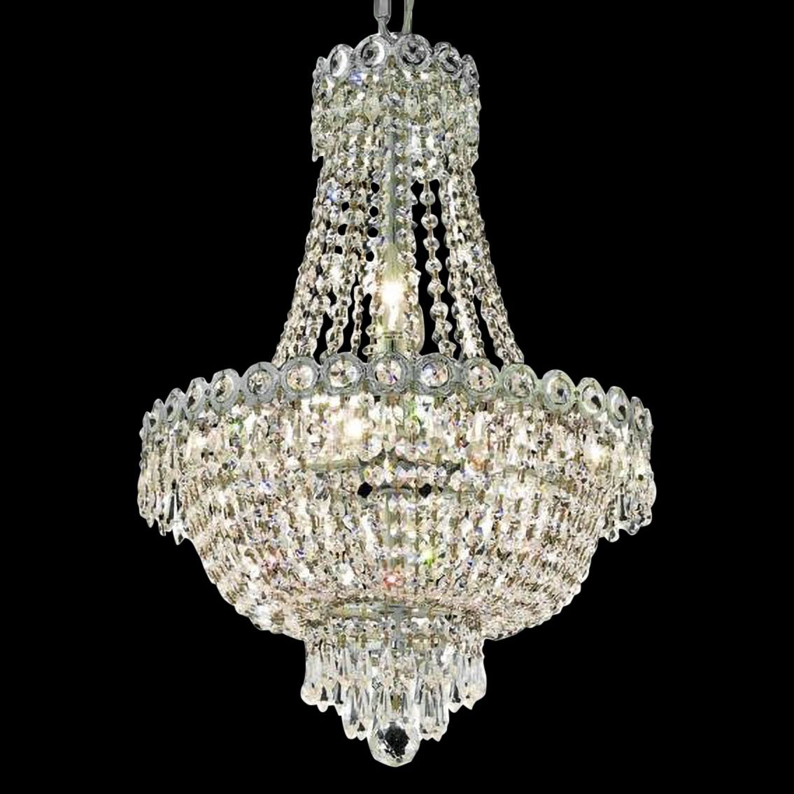 Century 16" Wide Chrome and Crystal 3-Tier Chandelier