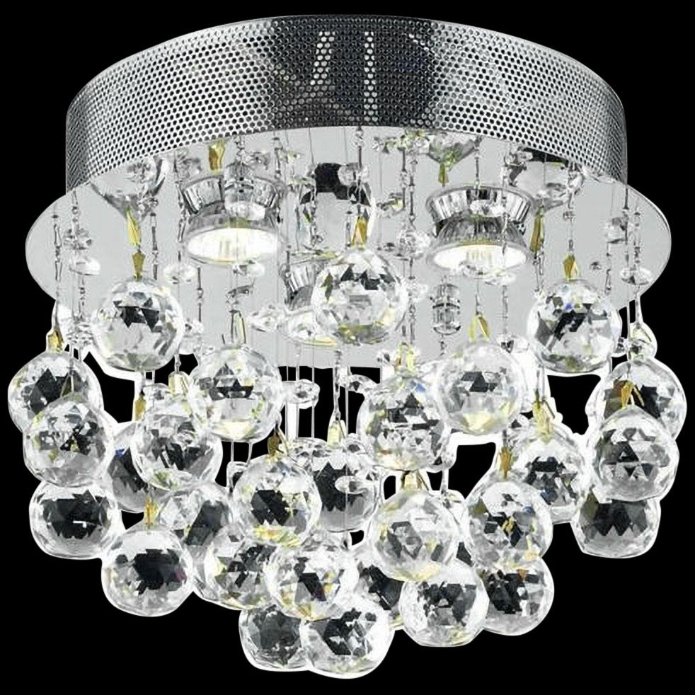 Galaxy 13" Wide Chrome and Clear Crystal Ceiling Light