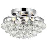 Corona 14&quot; Wide Chrome and Clear Crystal Ceiling Light