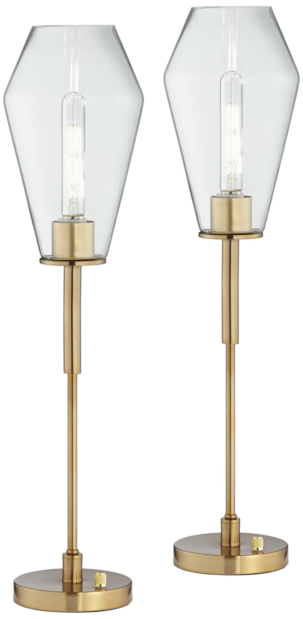 Ellis Gold Metal Uplight Console Table Lamps Set of 2 66D46 Lamps Plus