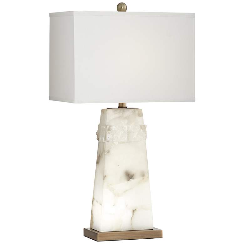 Beaumont White Alabaster Table Lamp with Night Light - #66E01 | Lamps Plus