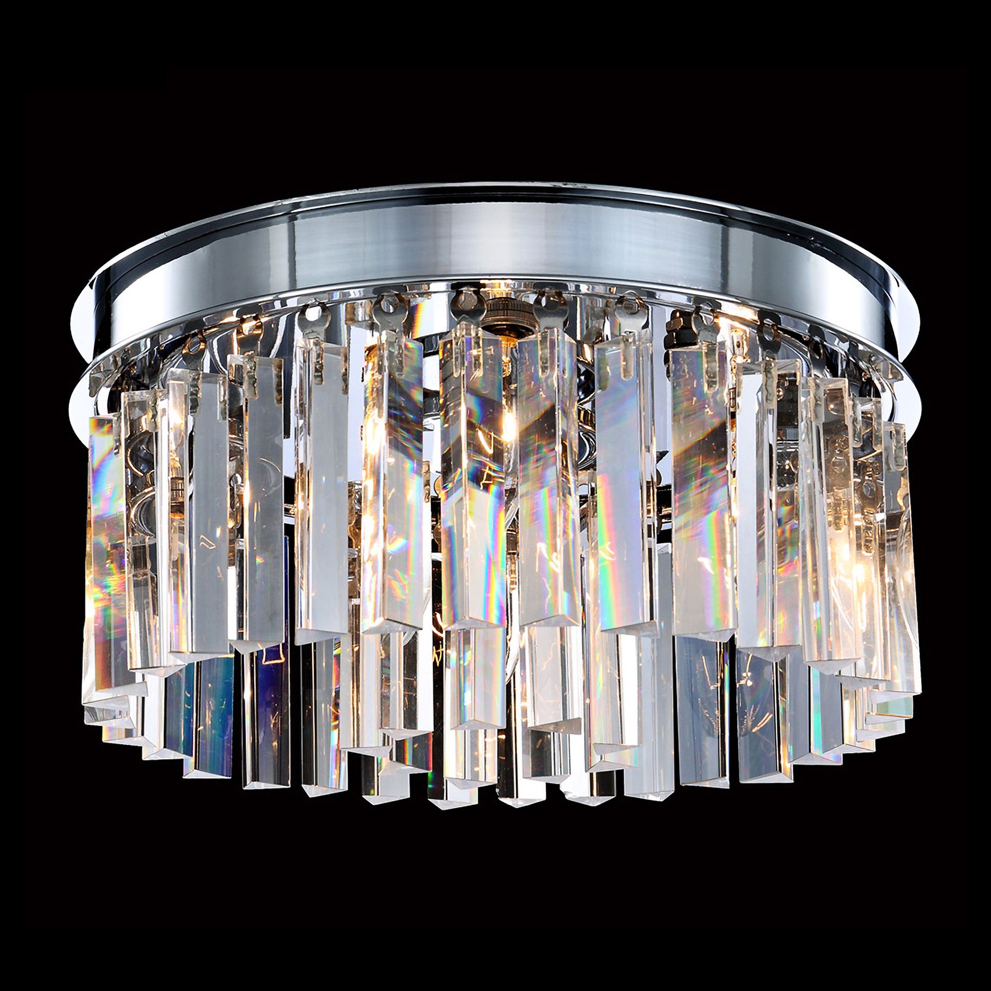 James R. Moder Europa 12"W Silver and Crystal Ceiling Light 66E92