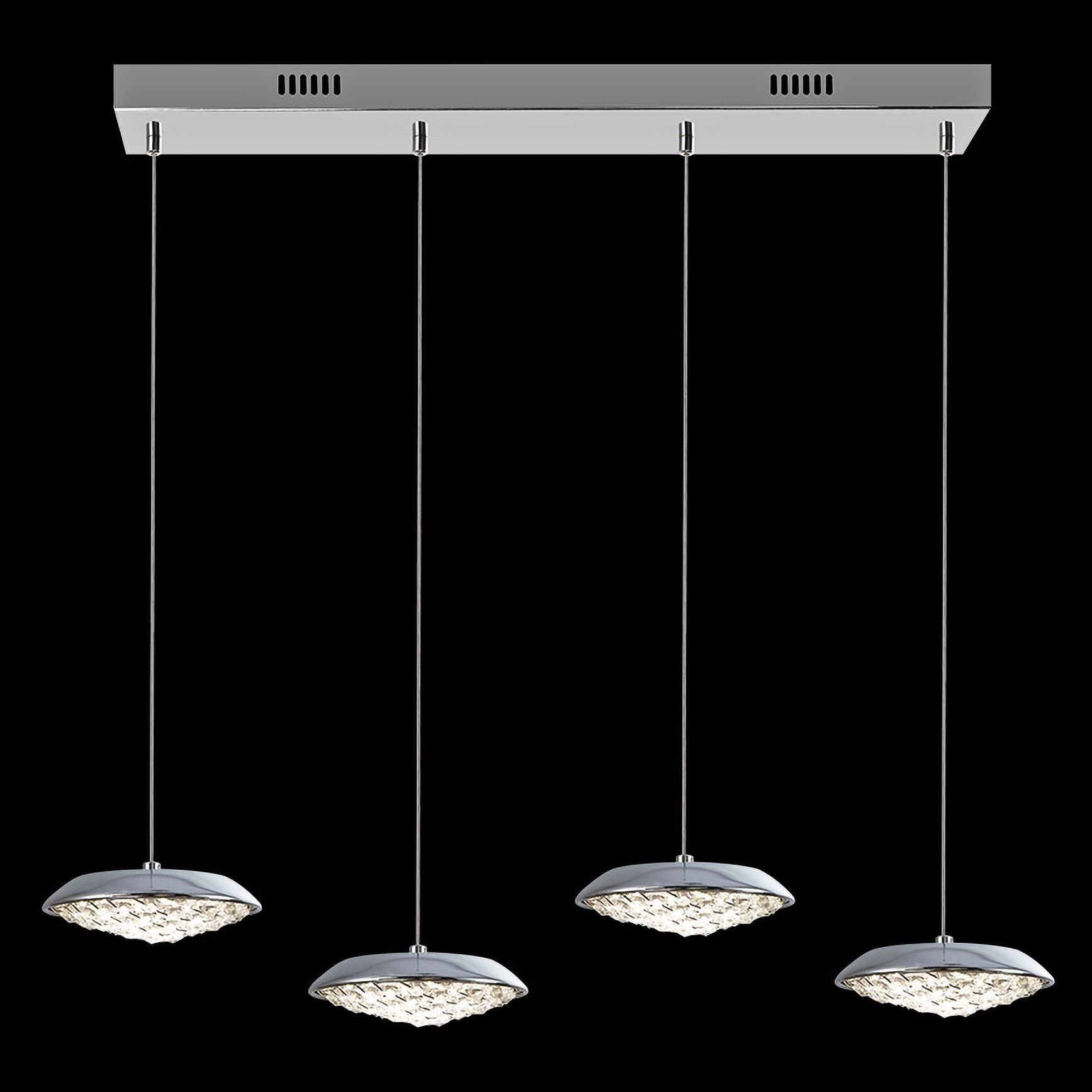 Galaxy 32" Wide Silver LED Crystal Multi Light Pendant