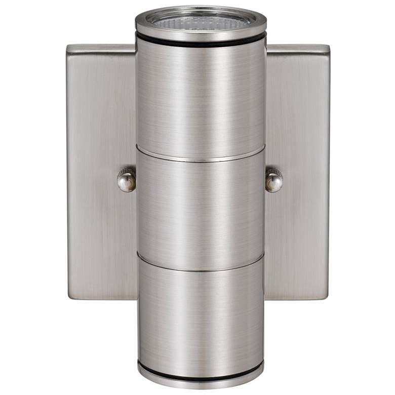 Metro 6 3/4&quot; High Brushed Nickel Dual LED Outdoor Wall Light