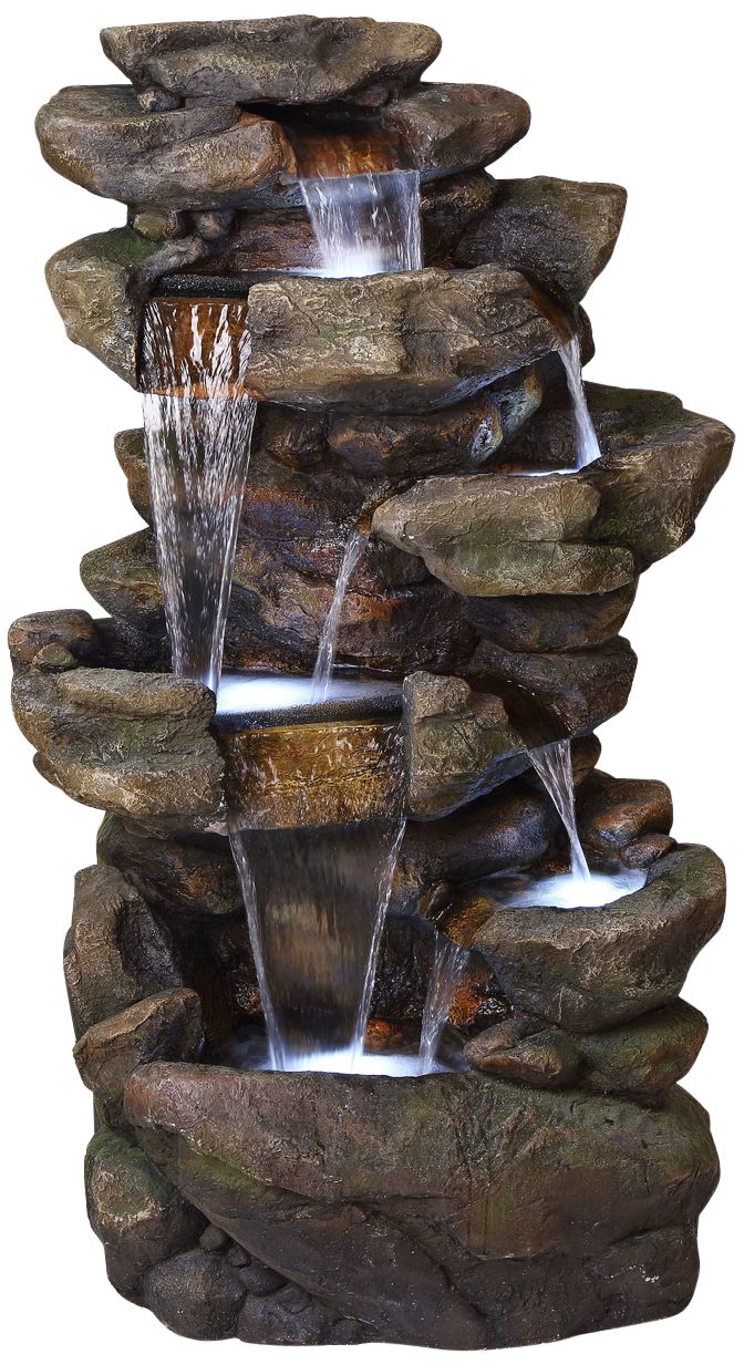Rainforest Rock Waterfall 51"H 6-Tier Outdoor LED Fountain