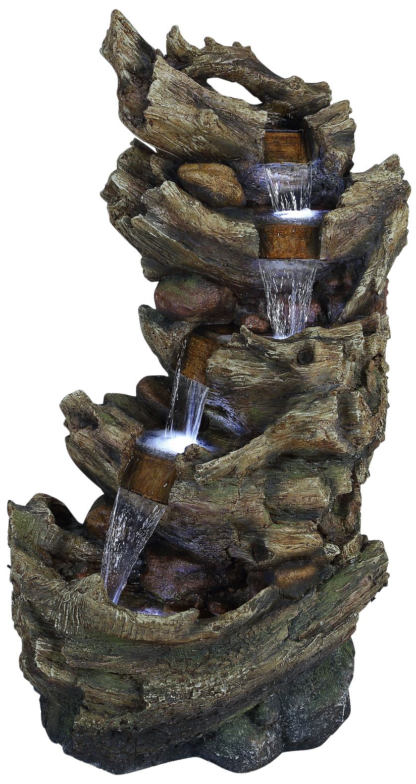 Trunk Waterfall 47" High 5-Tier Outdoor LED Floor Fountain