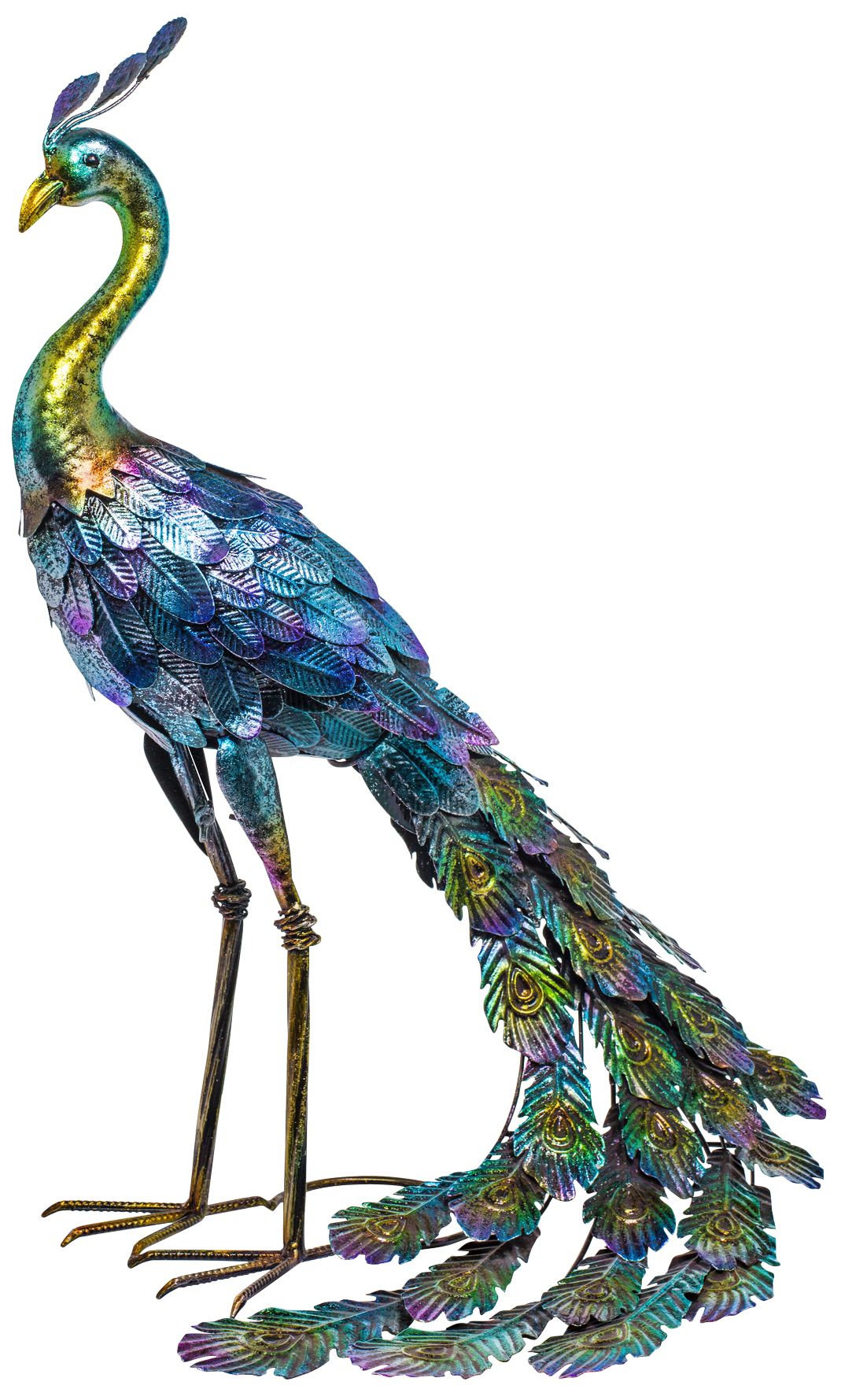 Metallic Peacock 27" High Outdoor Garden Statue
