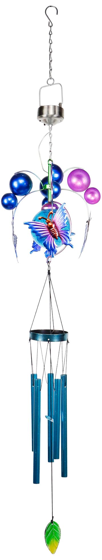 Butterfly 49" High Solar Outdoor LED Kinetic Wind Chime