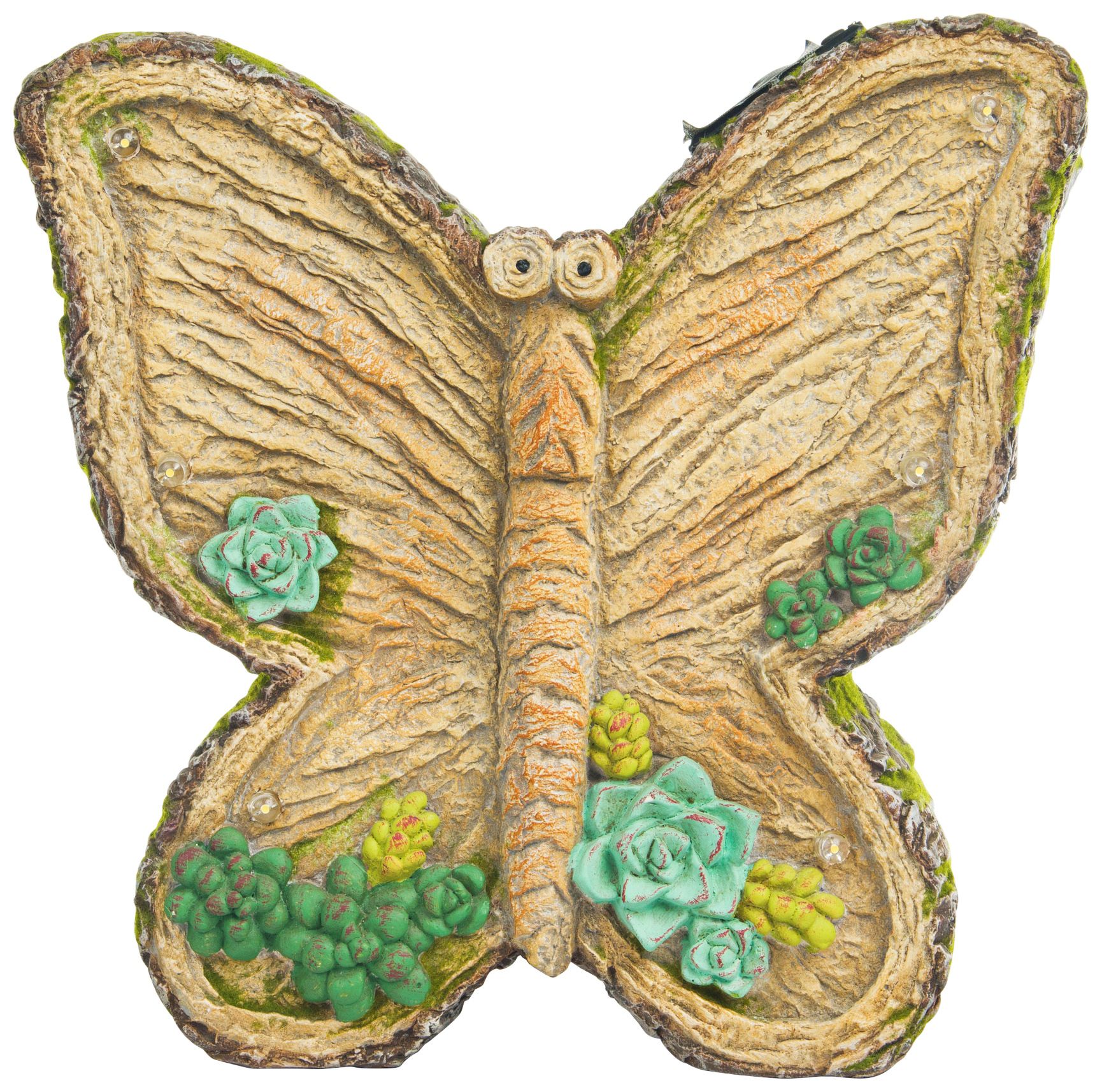 Mossy Butterfly 12" High Solar LED Outdoor Garden Statue