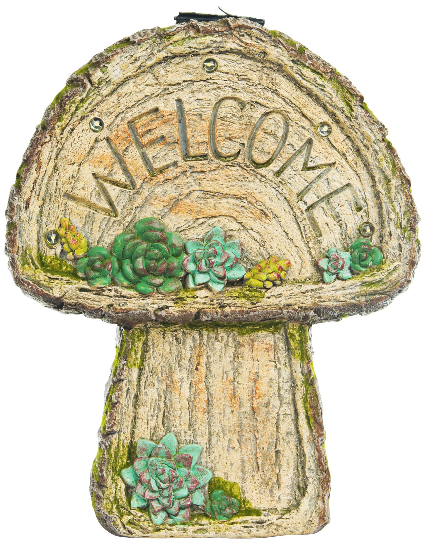 Welcome Mushroom 14" High Solar LED Outdoor Garden Statue