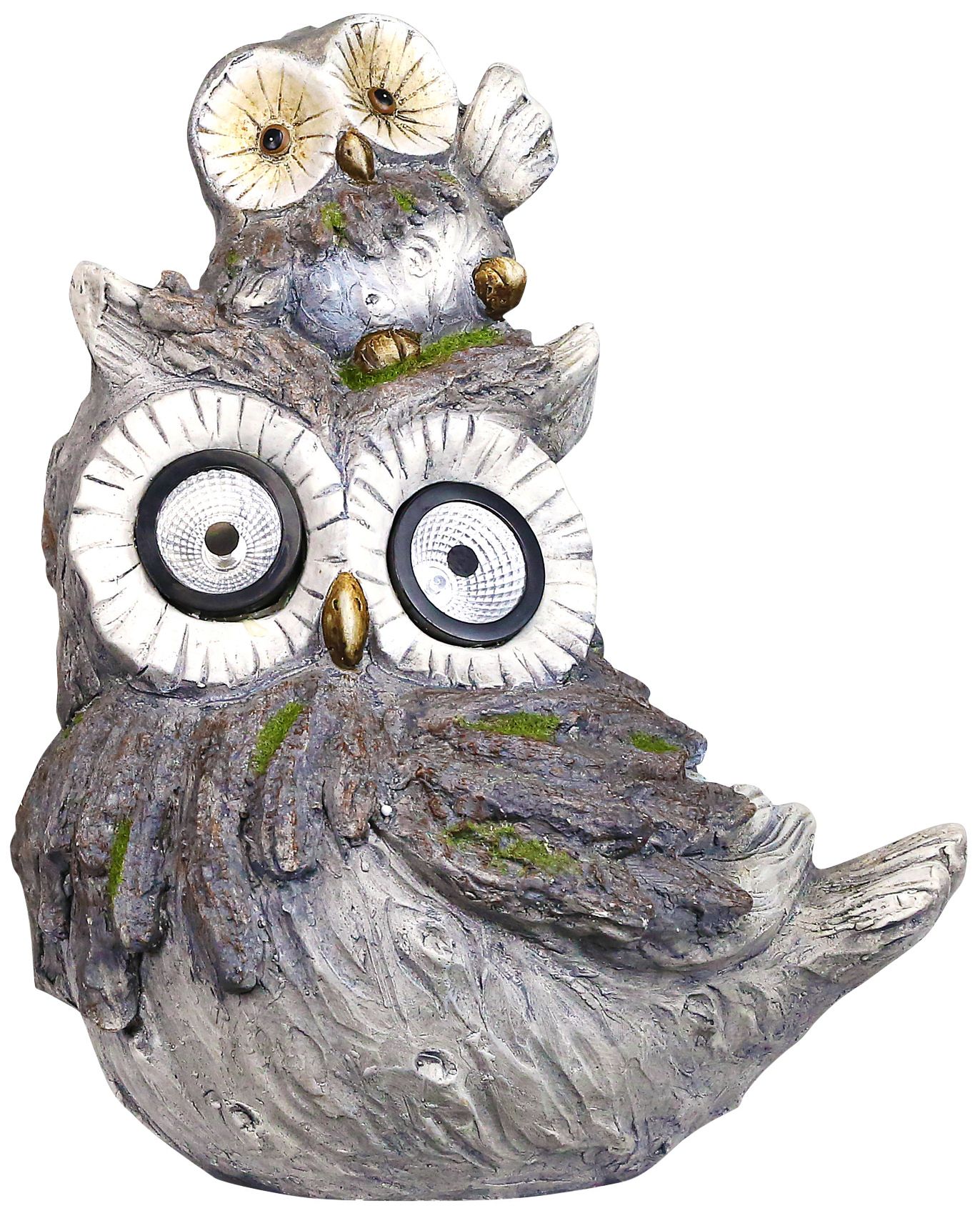 Owl And Owlet 15" High Solar LED Outdoor Garden Statue
