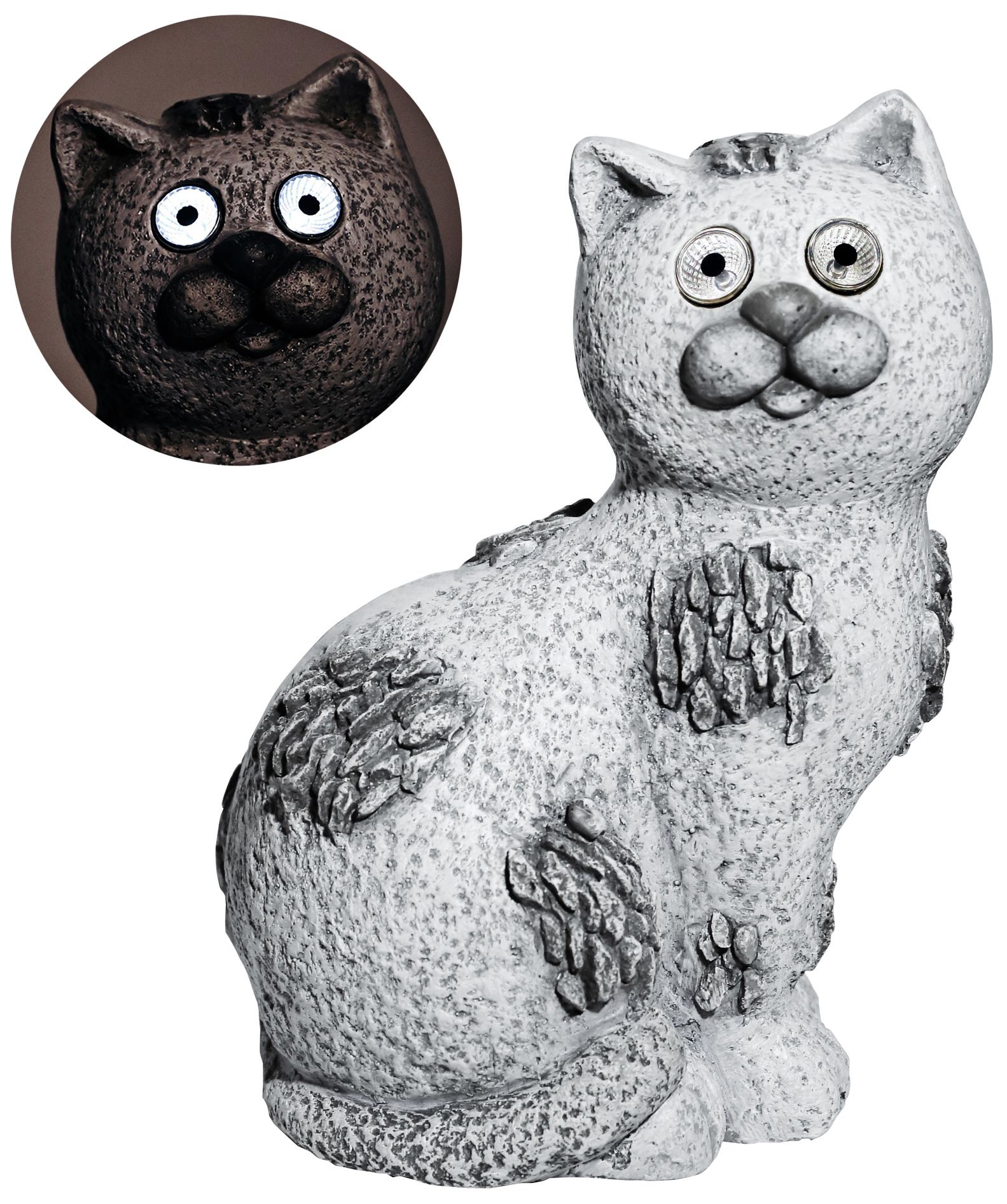 Slate Stone Cat 14" High Solar LED Outdoor Garden Statue