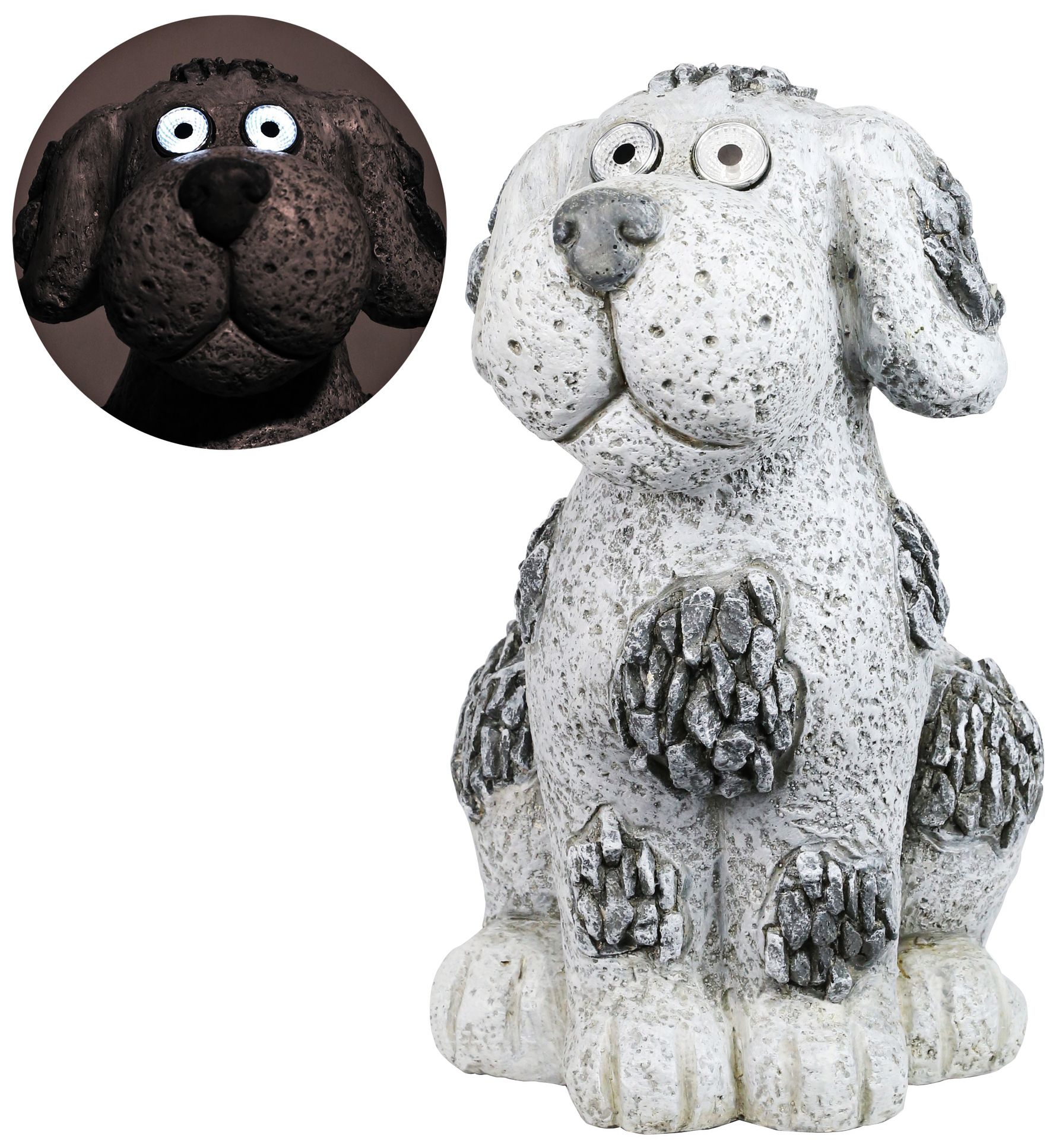 Slate Stone Dog 14" High Solar LED Outdoor Garden Statue