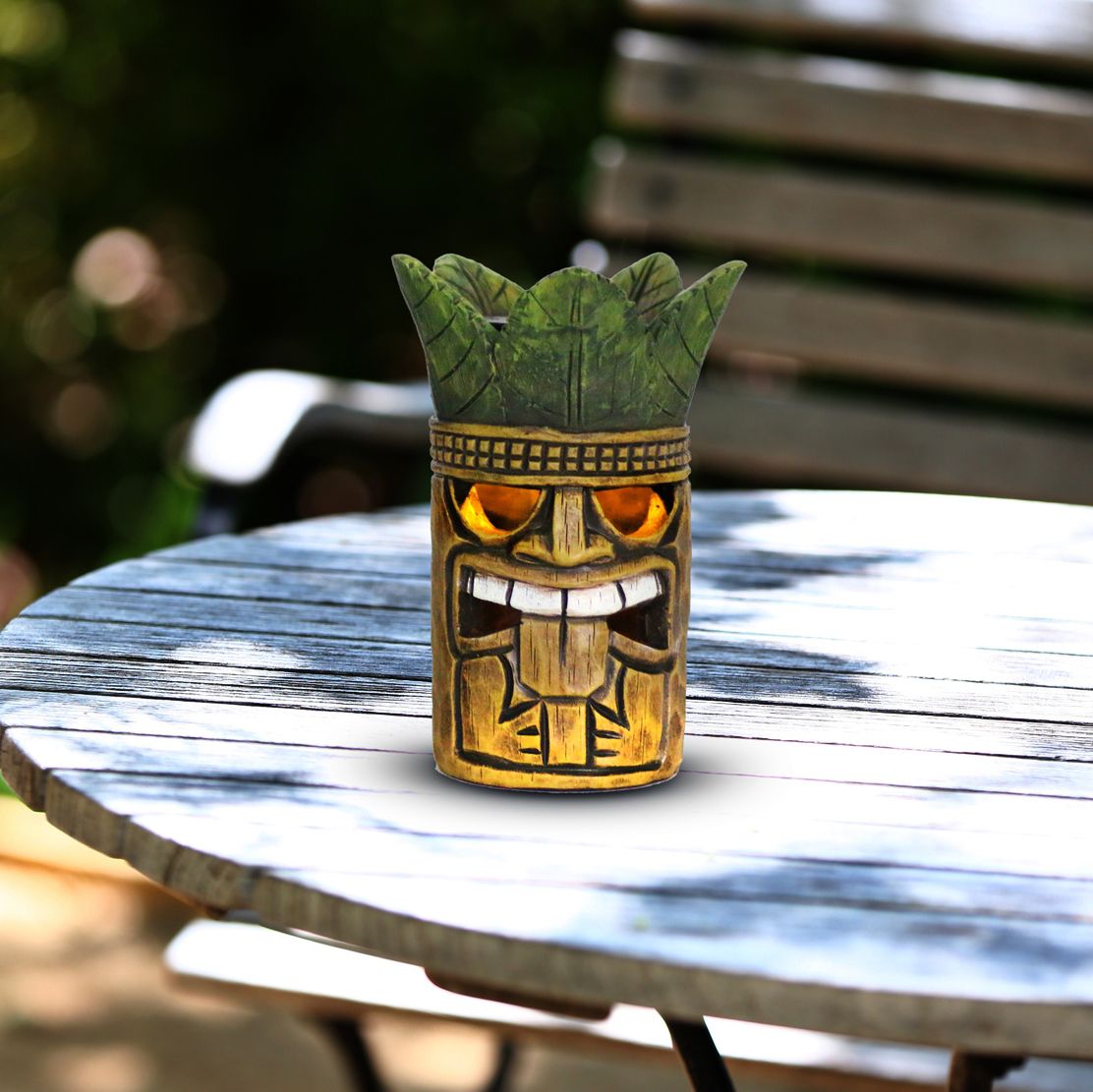 Tribal Tiki Brown 8" High Solar LED Garden Accent
