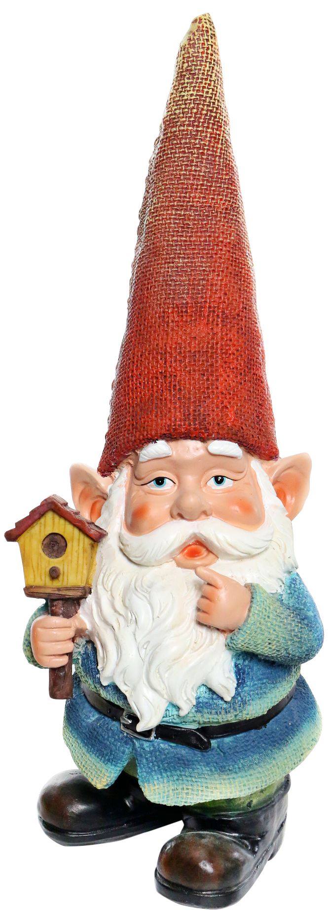 Gnome Holding a Bird House 15" High Outdoor Garden Statue