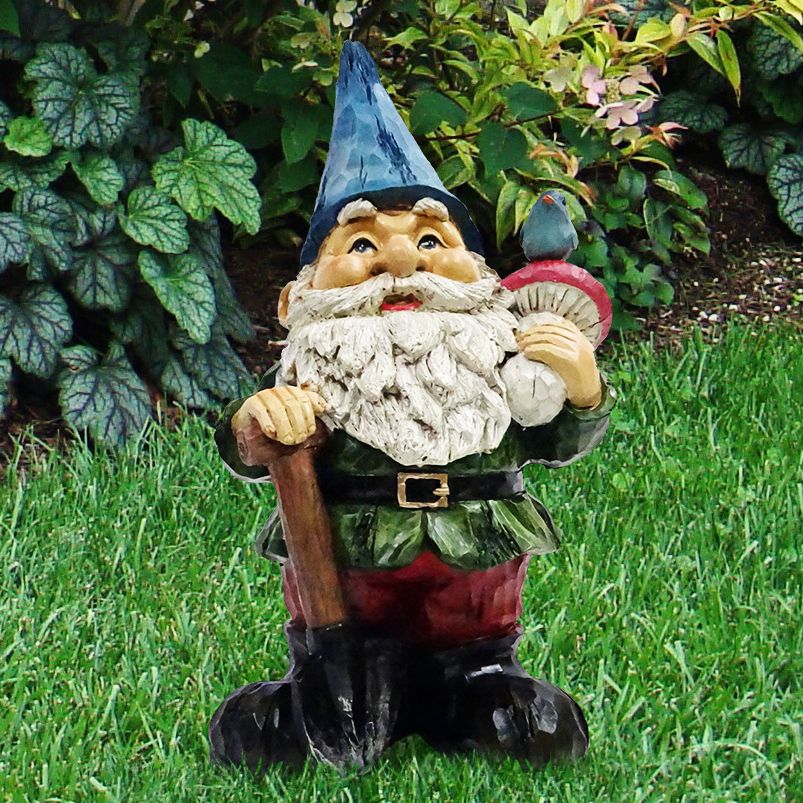 Gnome with Shovel 12" High Outdoor Garden Statue