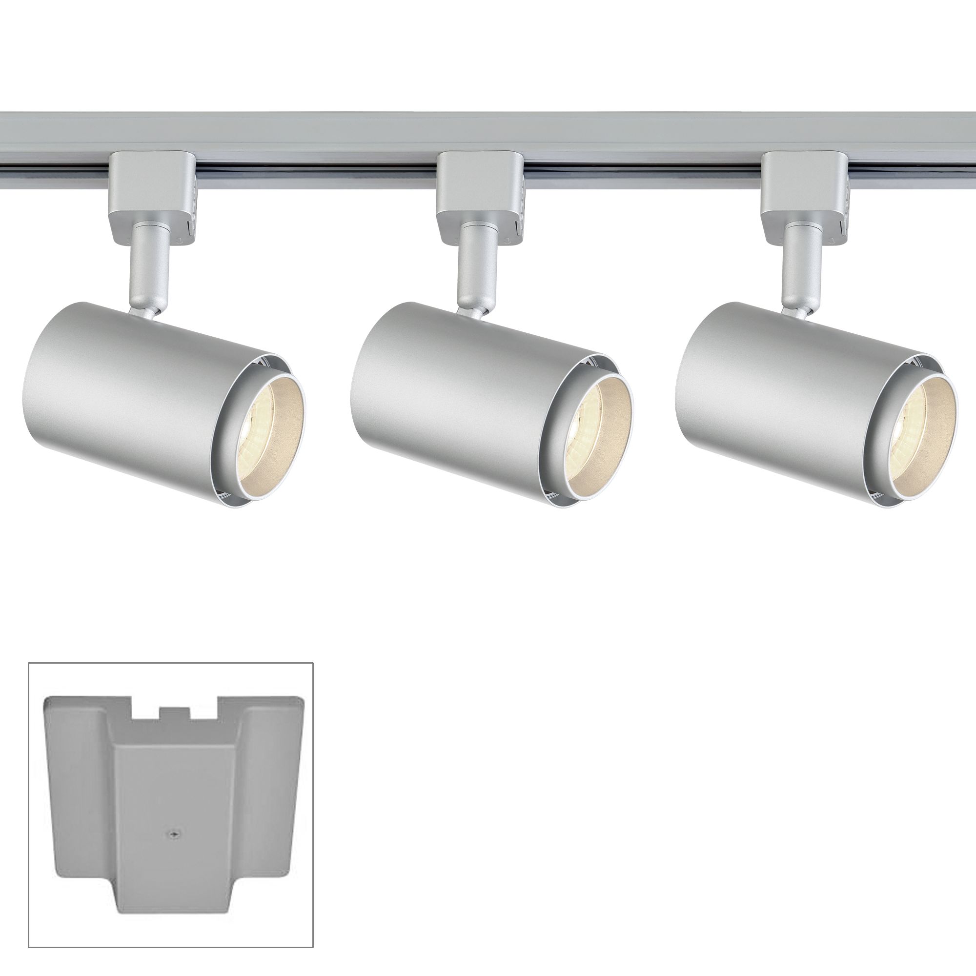 3Light Silver Cylinder 10W LED Floating Canopy Track Kit 66H27