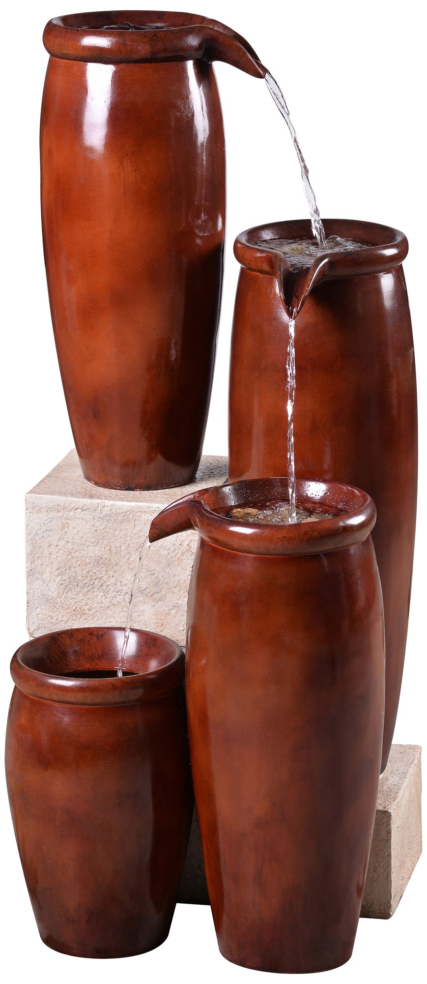 Vessel 36" High Textured Rustic Ceramic Outdoor Fountain