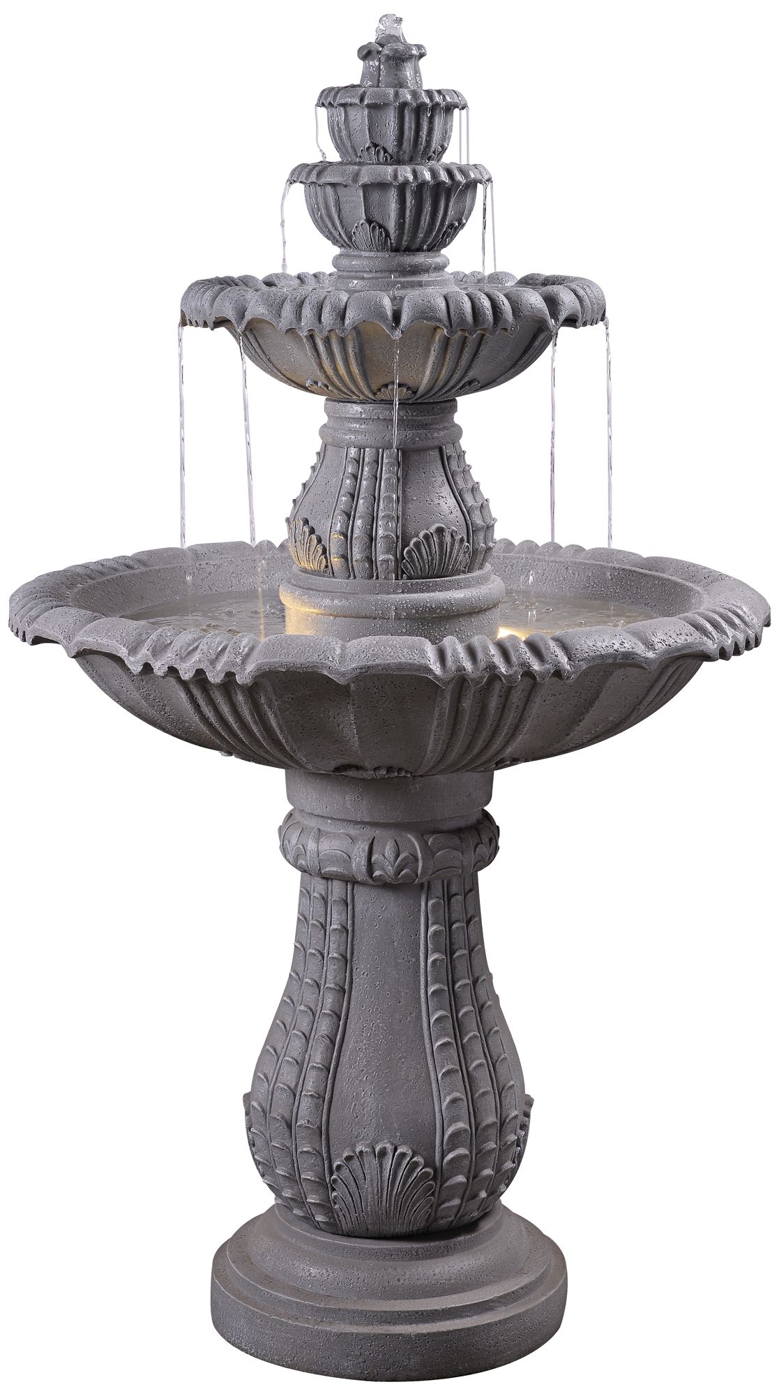 Florentine 56"H Concrete 4-Tier Outdoor LED Floor Fountain