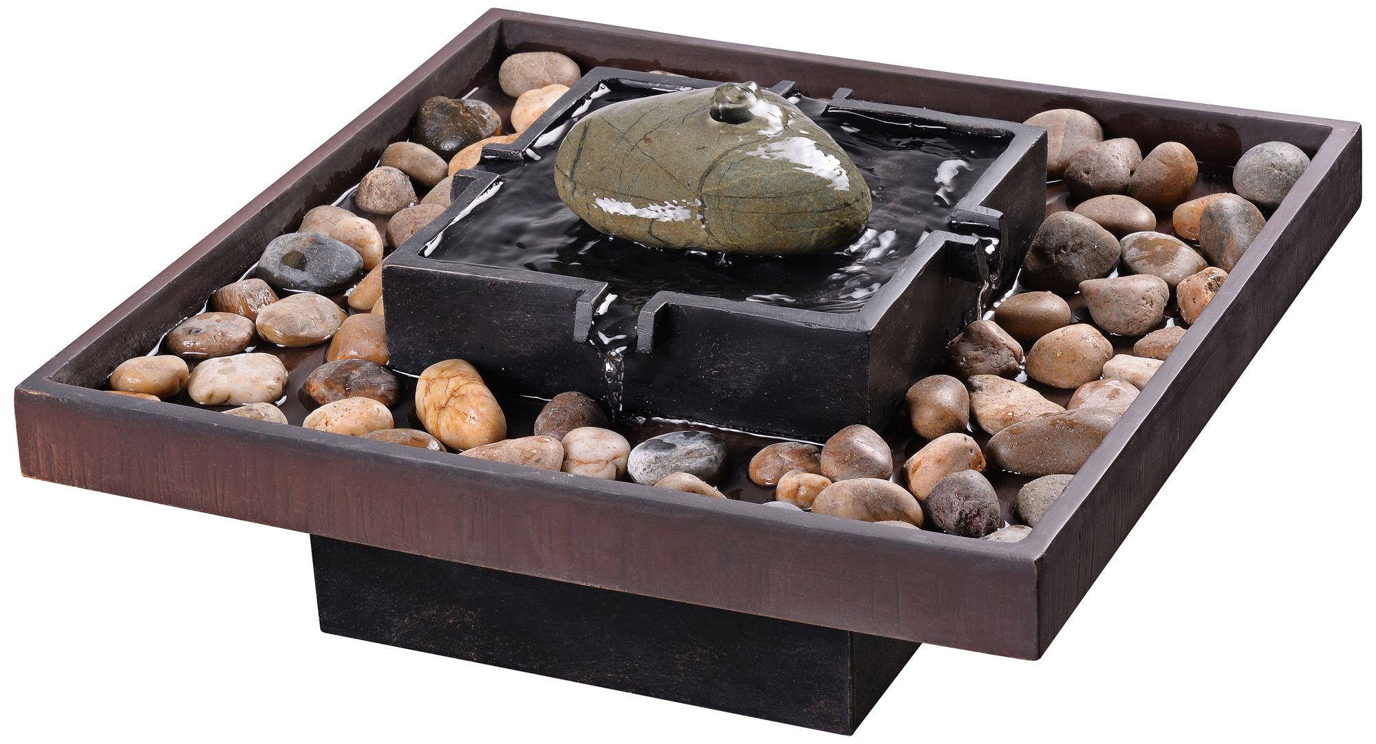 Zen 8 1/2"H Two Toned Bronze Indoor/Outdoor Table Fountain