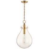 Ivy 12 1/2&quot; Wide Aged Brass and Clear Glass LED Modern Pendant Light