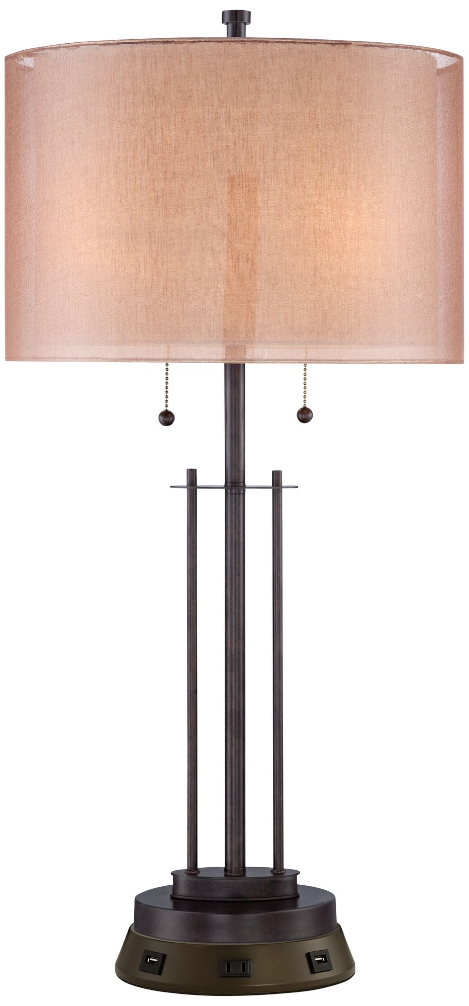 Howell Double Shade Bronze Table Lamp with USB Workstation Base