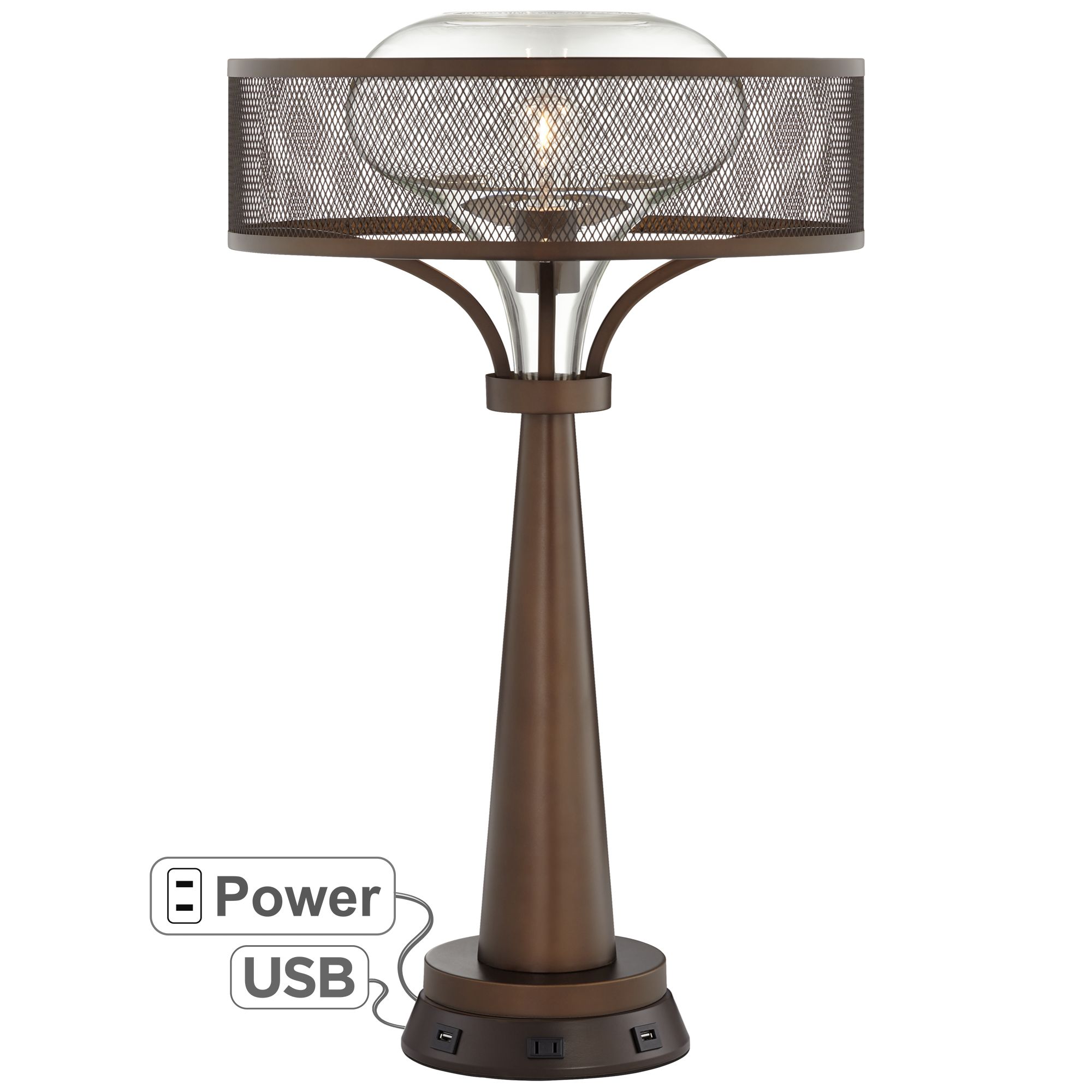 Luis Oil-Rubbed Bronze Table Lamp with USB Workstation Base