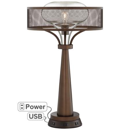 Luis Oil-Rubbed Bronze Table Lamp with USB Workstation