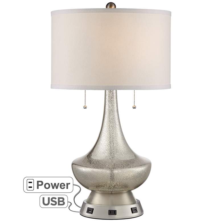 Trixie Mercury Glass Table Lamp with USB Workstation Base