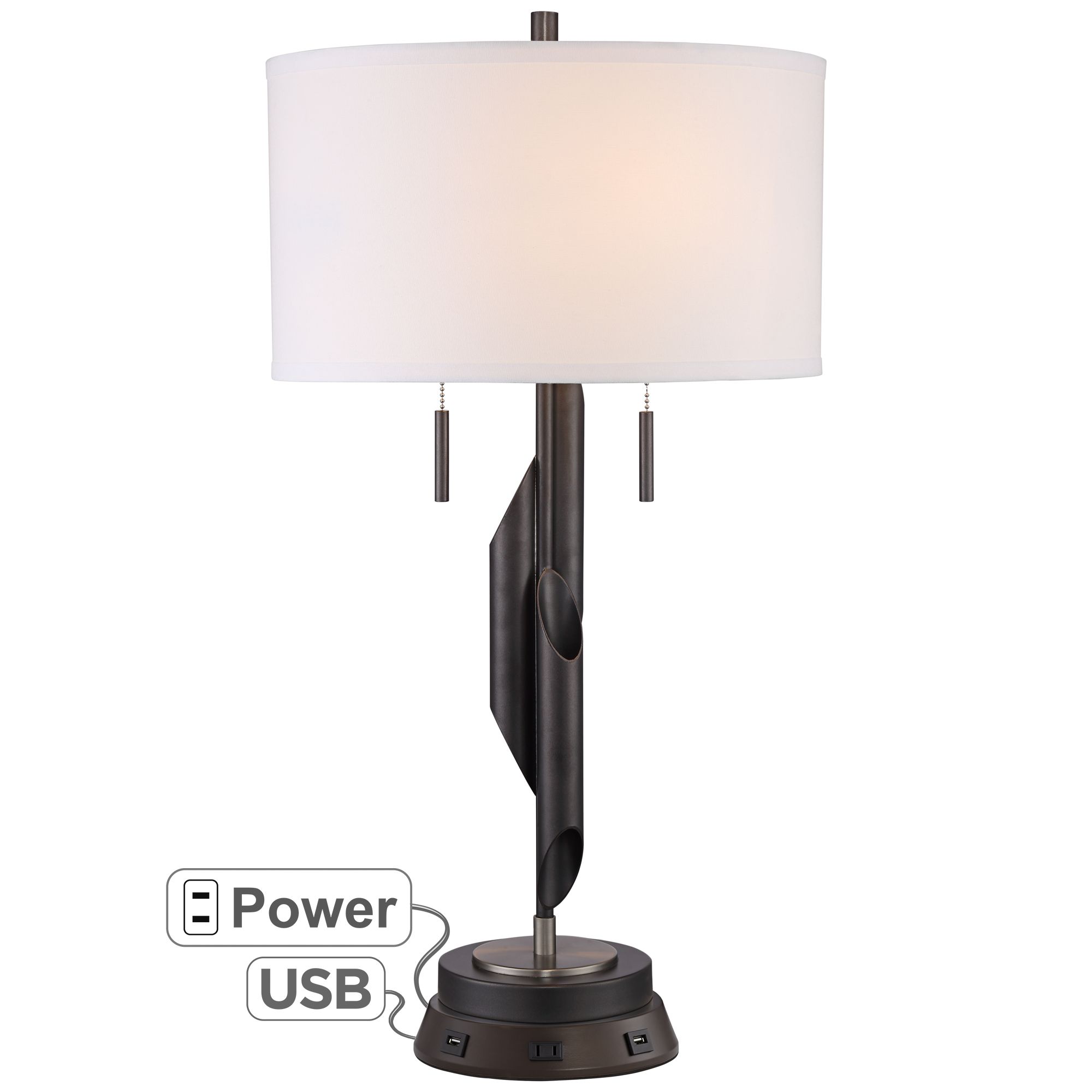 Landry Metal Flutes Table Lamp with USB Workstation Base
