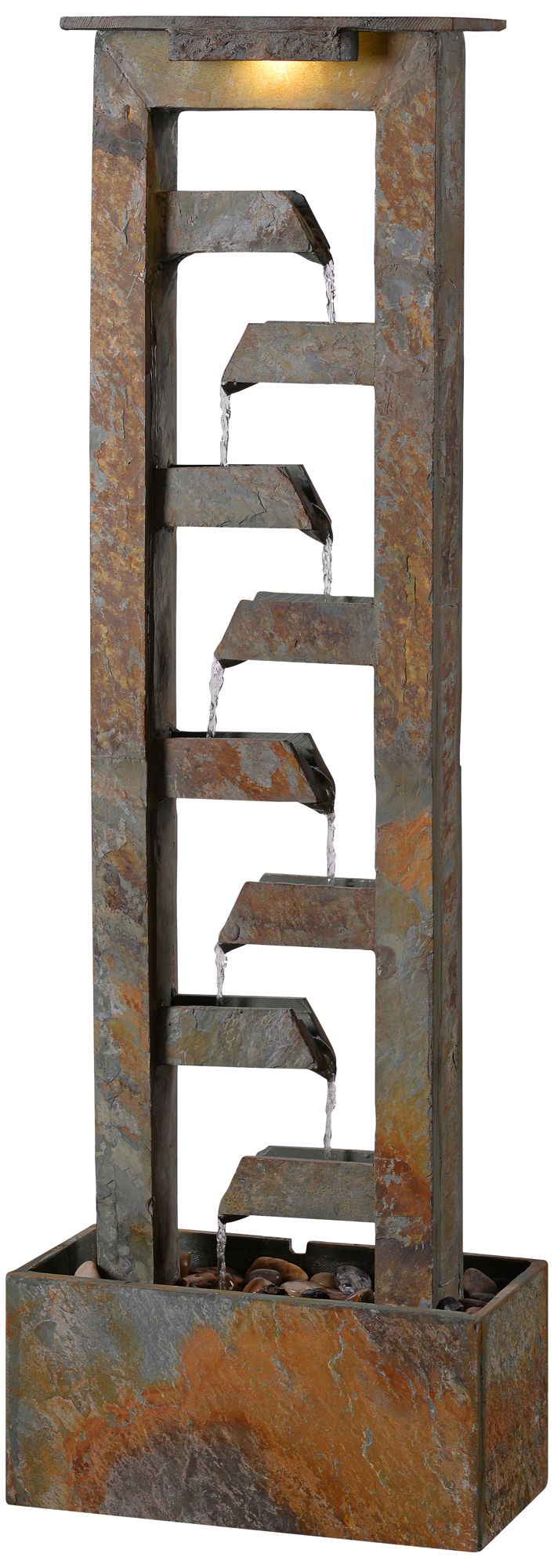 Channel 49" High Slate Stone Waterfall Fountain with Light