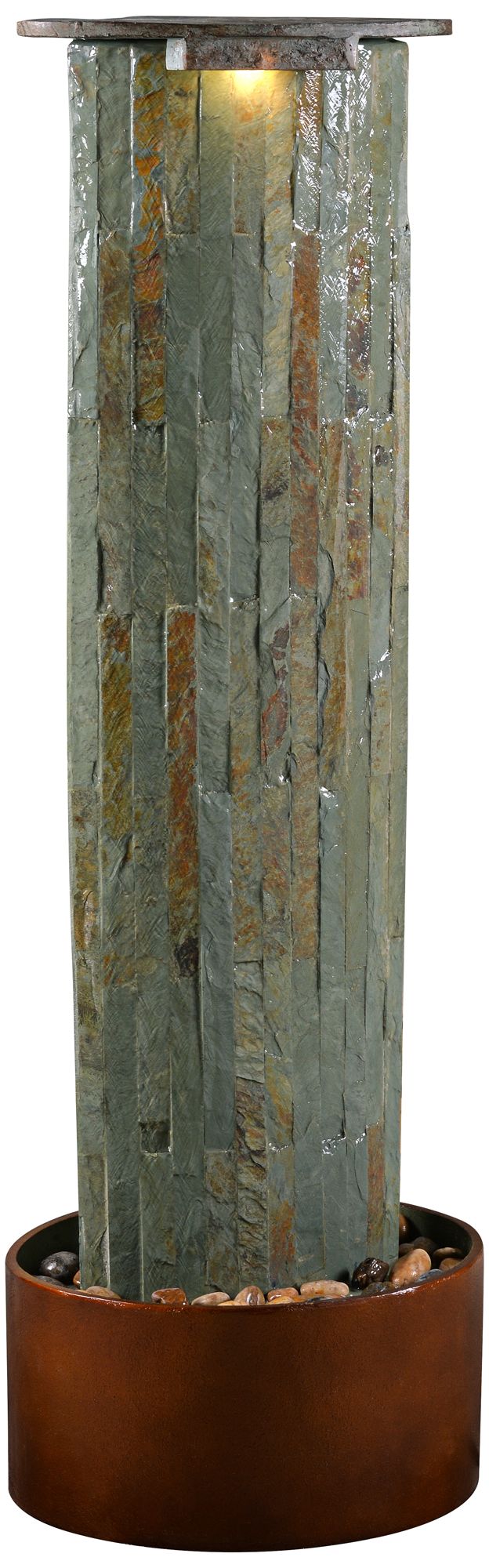 Rainfall 49" High Slate Tower Modern Fountain with LED LIght