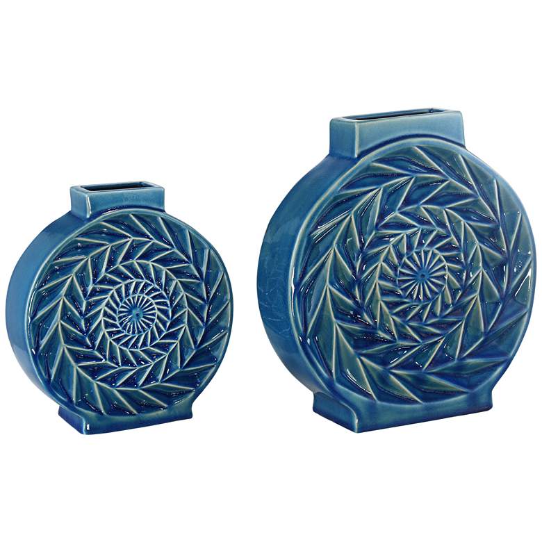 Image 2 Light Blue Circle Ceramic Vases Set of 2