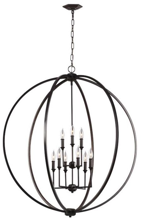 Feiss Corrine 36" Wide Oil-Rubbed Bronze 9-Light Orb Pendant Light