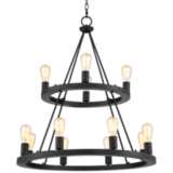 Lacey 29 1/4&quot;W Round Black 2-Tier 12-Light LED Chandelier