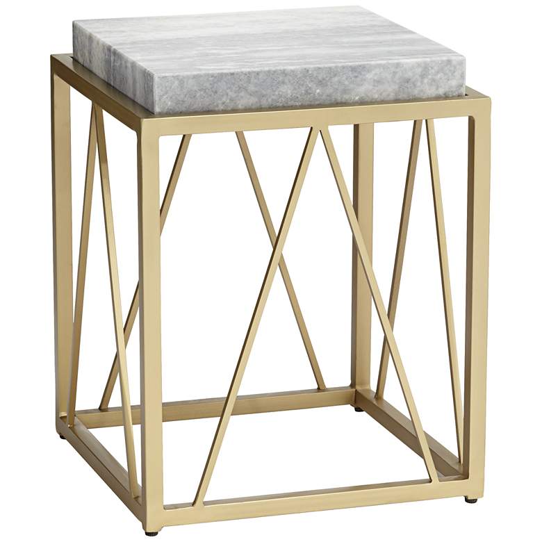 Image 2 Julia 15 1/2" Wide Gold and Marble Accent Table