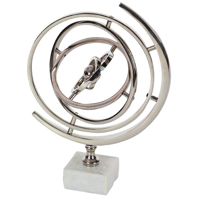 Modern Reflections 13&quot;H Silver Armillary Sphere Sculpture