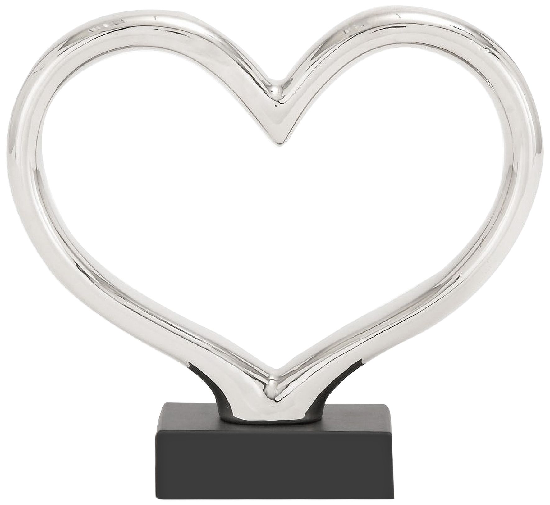 Contemporary Silver 13"W Abstract Heart Ceramic Sculpture