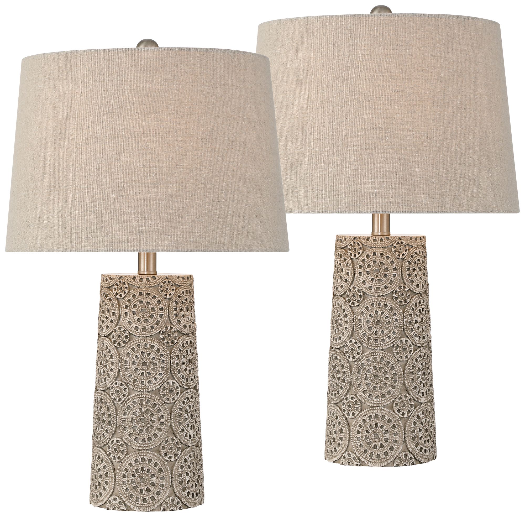 360 Lighting Lavinia 24 1/2"h Carved Stone Motif Table Lamp Set Of 2 With Dimmer
