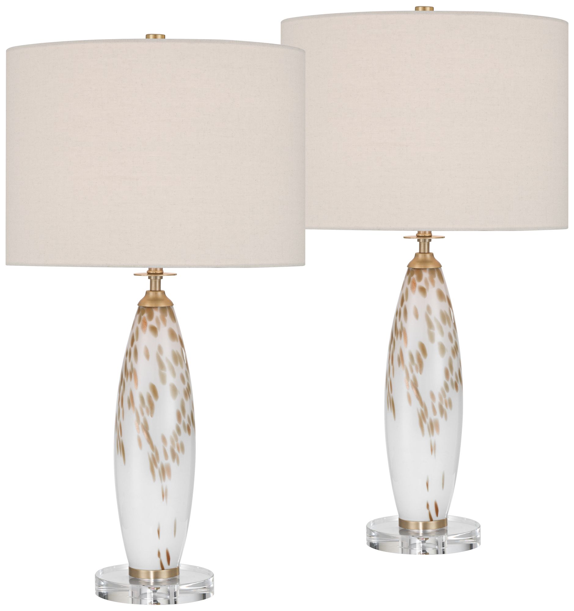 360 Lighting Melina 27 1/2" High White And Beige Glass Table Lamp Set With Dimmer