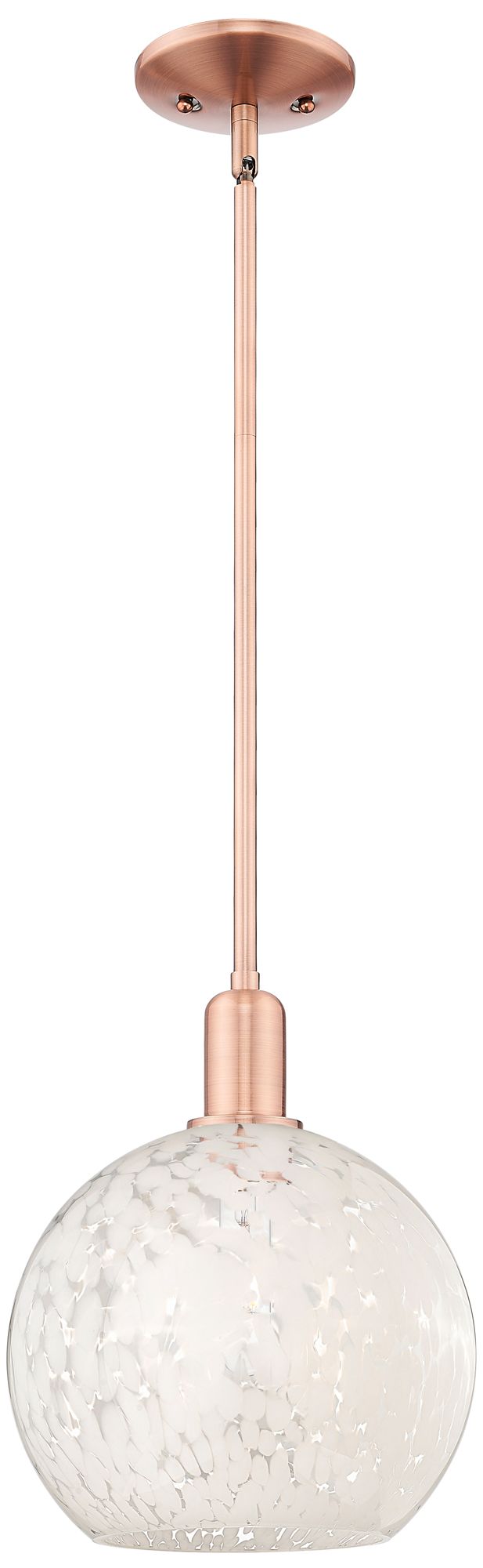 Innovations Lighting Arcadia White Mouchette 10" Wide Antique Copper Stem Hung Mini Pendant