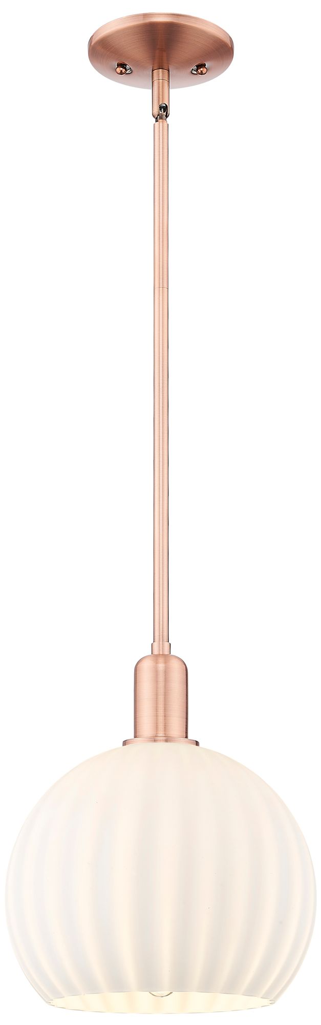 Innovations Lighting Arcadia White Venetian 10" Wide Antique Copper Stem Hung Mini Pendant
